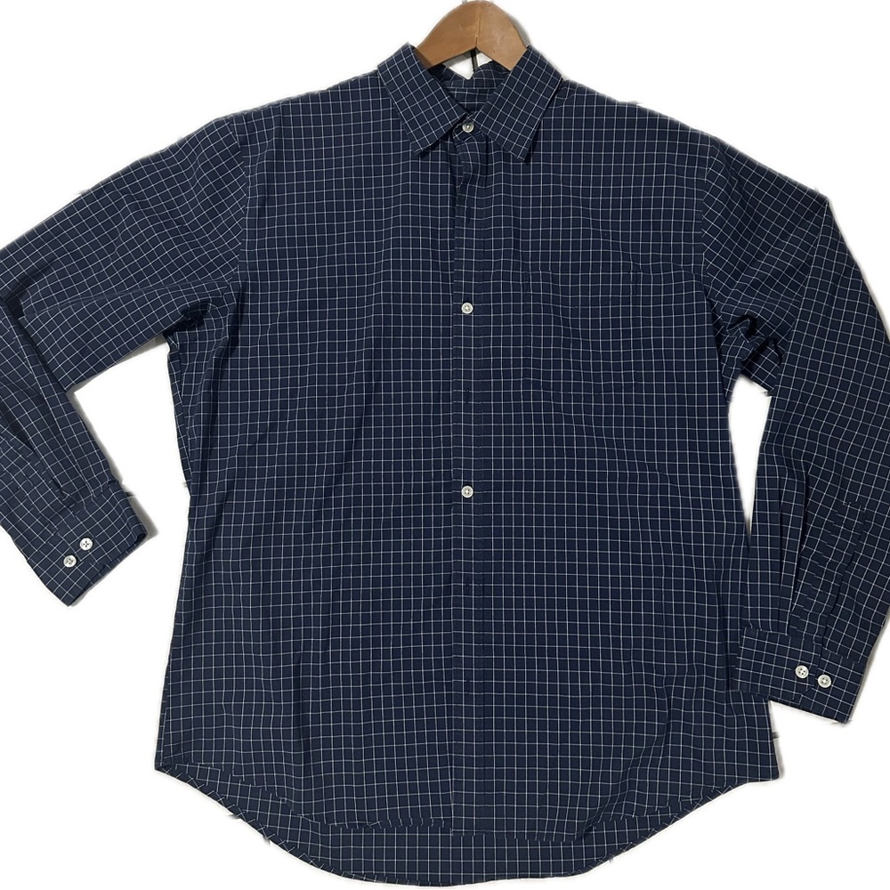 Van Heusen Dark Blue Grid Pattern Shirt